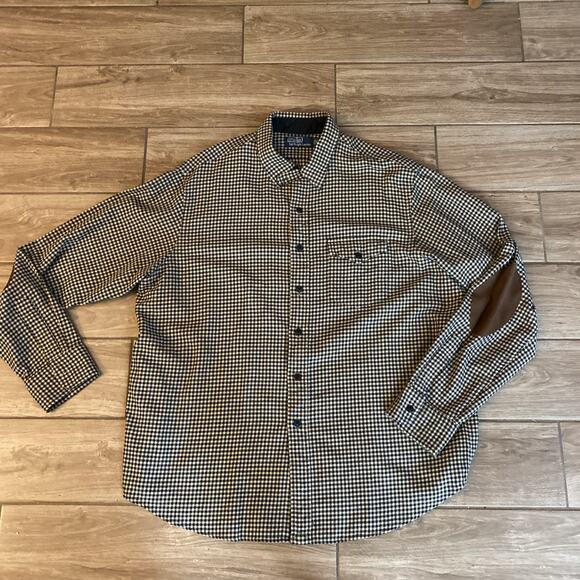 Vintage Polo Ralph Lauren Flannel Shirt Elbow Pads Patch Outdoor Hunting 2XL - Picture 1 of 7